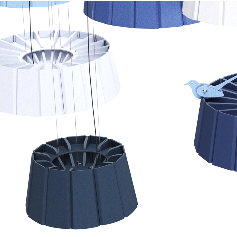 Akustična ploča modernog dizajna zaklanja zvukove i ekološki prihvatljiva ploča od poliesterskih vlakana u obliku trake za upotrebu u teretani